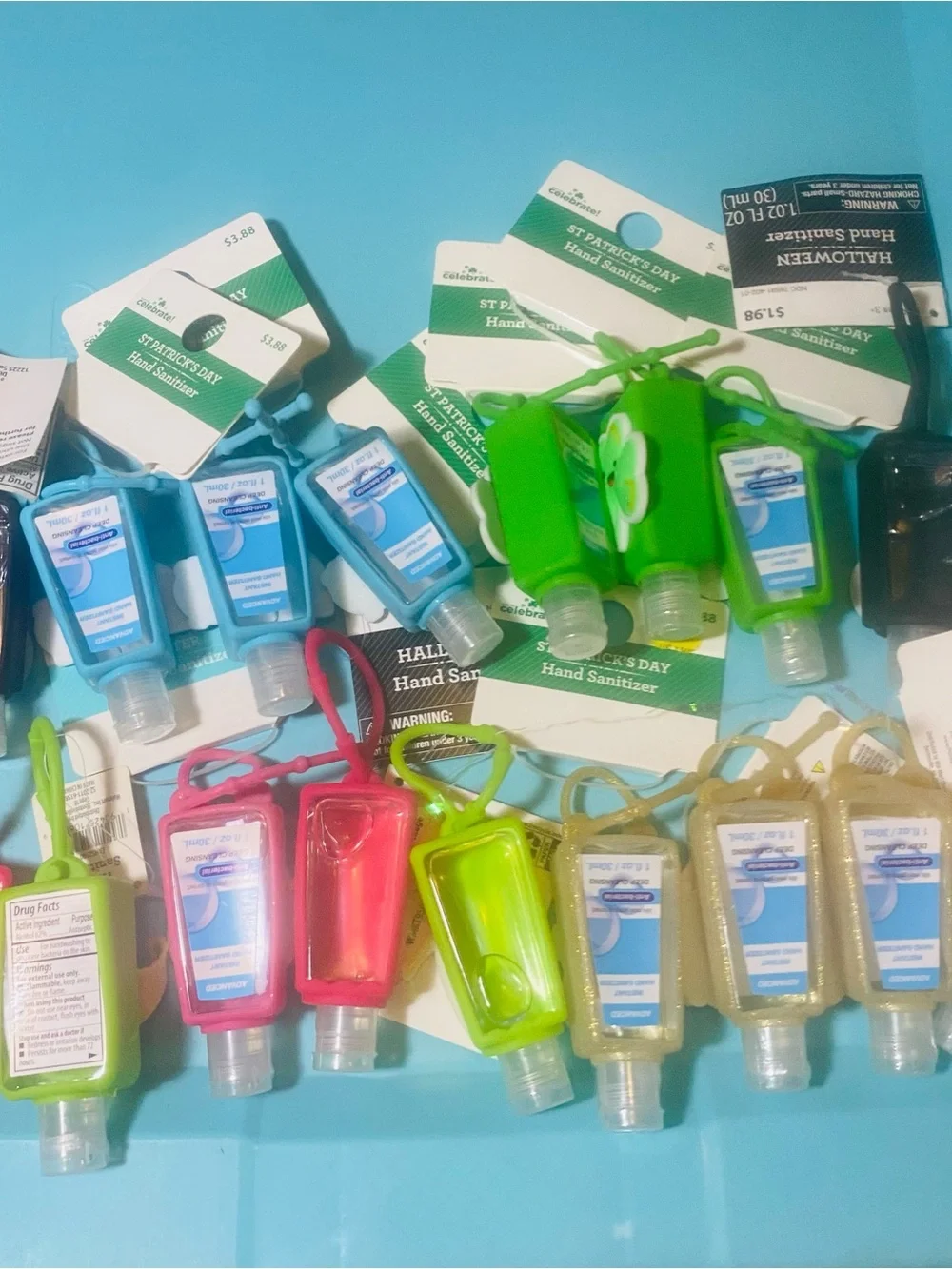 17 Way to Celebrate Silicone Hand Sanitizer Keychain Lucky Rainbow Halloween Set